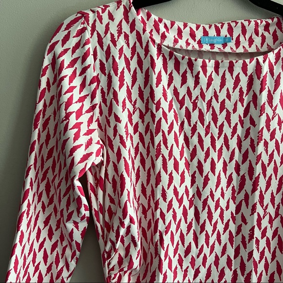 J. McLaughlin Dark Pink and White Sage Dress Size XS - Picture 3 of 8